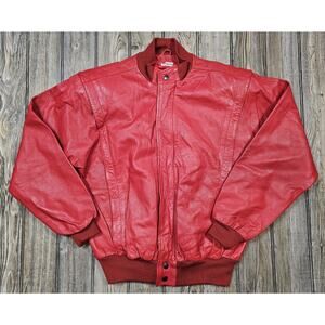 Vintage Deerskin Trading Post Leather Jacket Mens Sz 40 Red